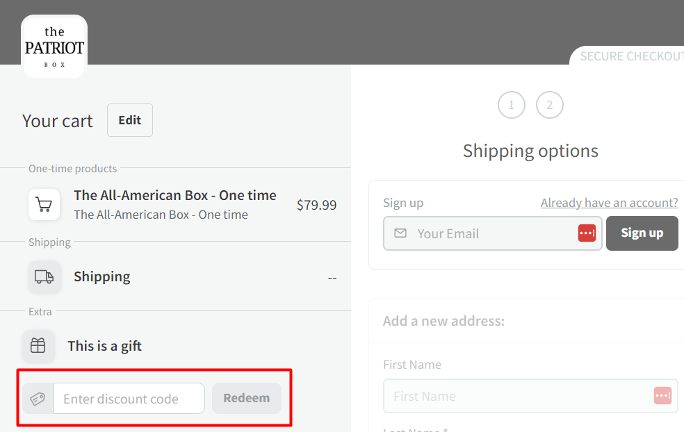 How do I use my The Patriot Box discount code?