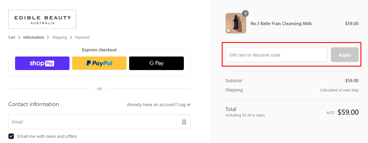 How do I use my Edible Beauty Australia discount code?