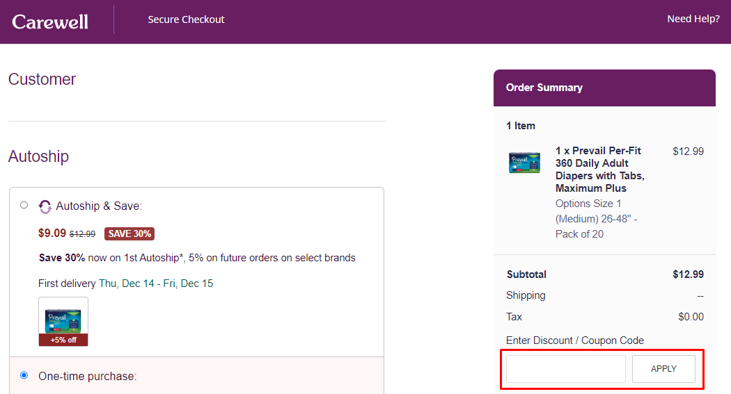 How do I use my Carewell discount code?