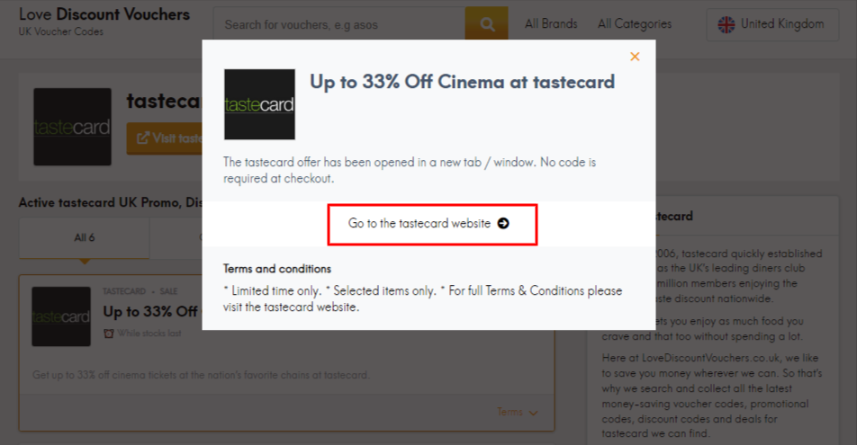tastecard Checkout