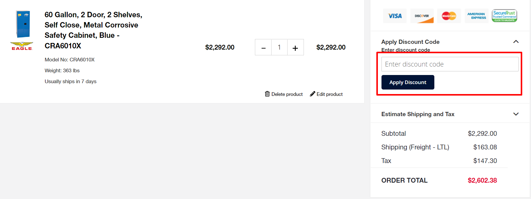 How do I use my Eagle Manufacturing discount code?