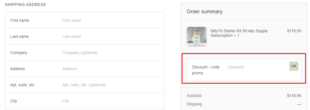 How do I use my fatty15 discount code?