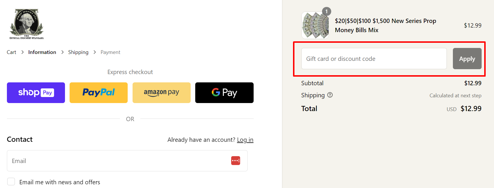 How do I use my Prop Money discount code?