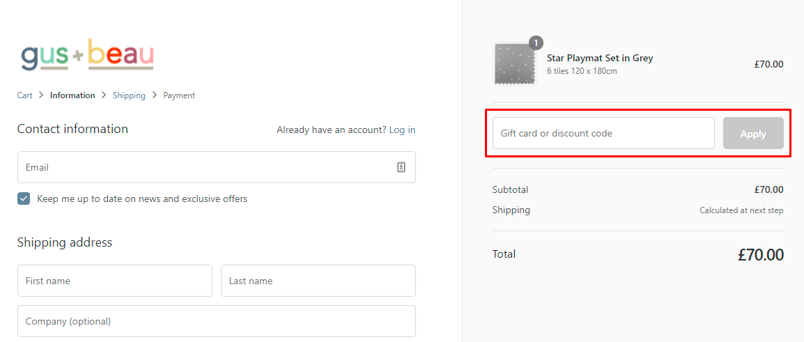 How do I use my gus and beau discount code?