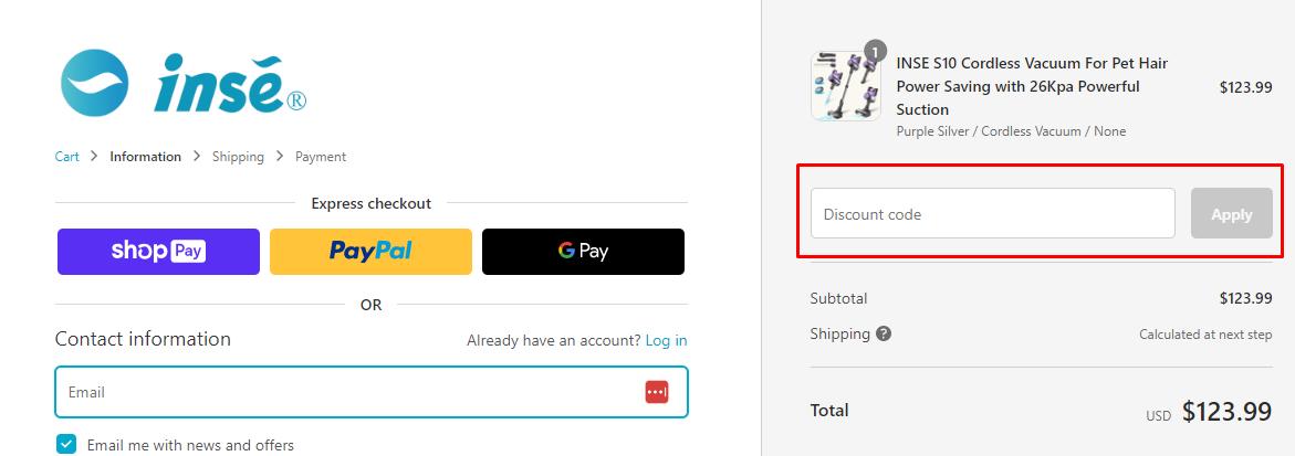 How do I use my INSE Life discount code?