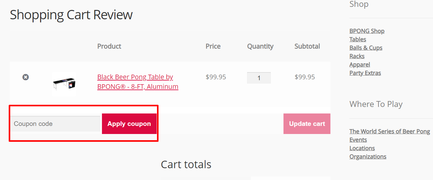How do I use my BPONG coupon code?