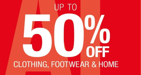 clothing, footwear, and home product sale up to 50% off in the UK
