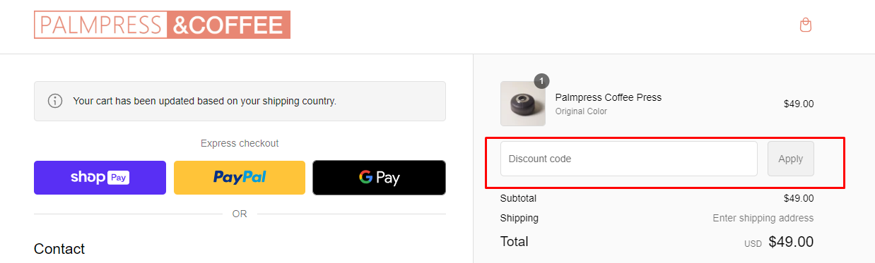 How do I use my Palmpress discount code?