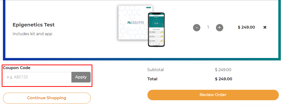 How do I use my My Toolbox Genomics coupon code?