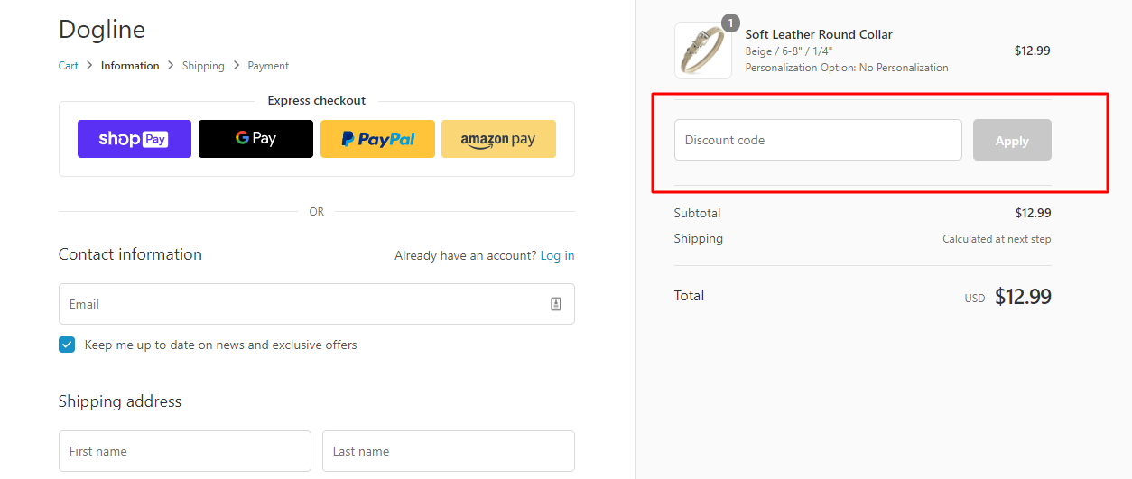 How do I use my DOGLINE discount code?