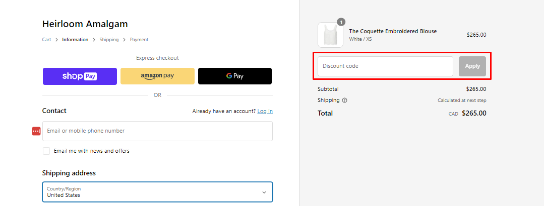 How do I use my Heirloom Amalgam discount code?