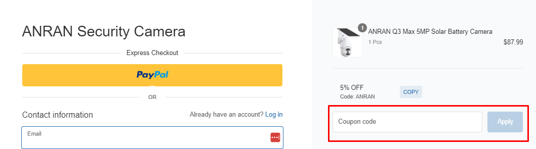 How do I use my ANRAN coupon code?