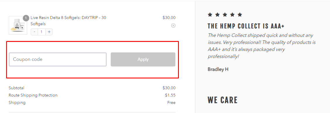 How do I use my The Hemp Collect coupon code?
