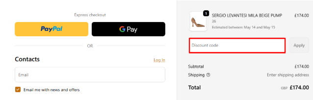 A box where you can add your Ferraris Boutique voucher code to redeem it