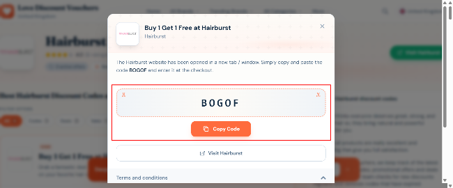 revealed Hairburst deal code with Hairburst's Buy 1 Get 1 Free offer
