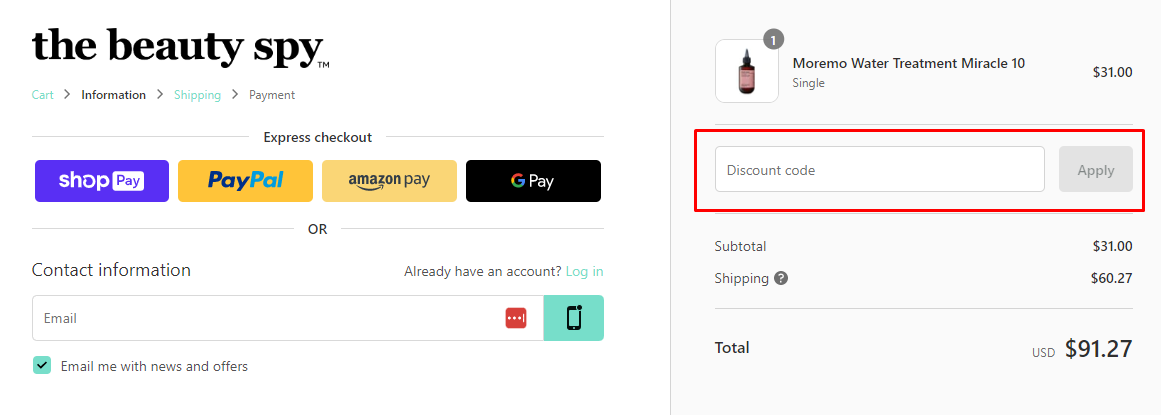 How do I use my The Beauty Spy discount code?