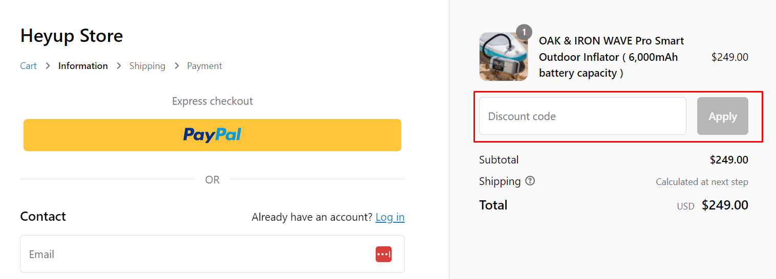 How do I use my Heyup discount code?