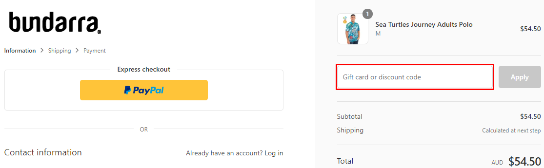 How do I use my Bundarra discount code?