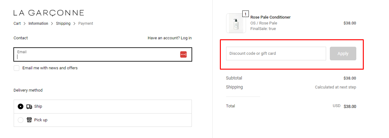 How do I use my La Garçonne discount code?