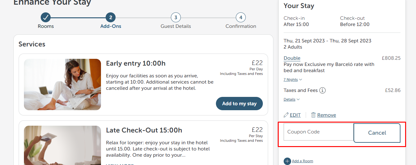 How do I use my Barcelo coupon code?