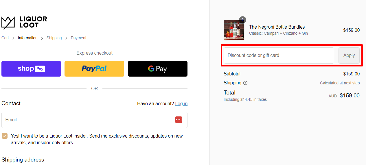 How do I use my Liquor Loot discount code?