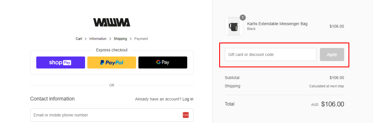 How do I use my WAWWA discount code?