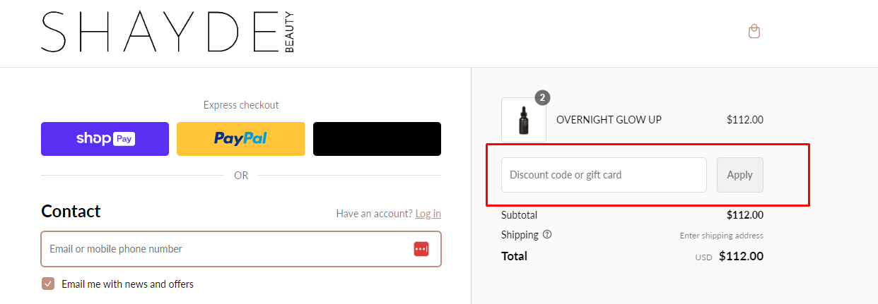How do I use my SHAYDE BEAUTY discount code?