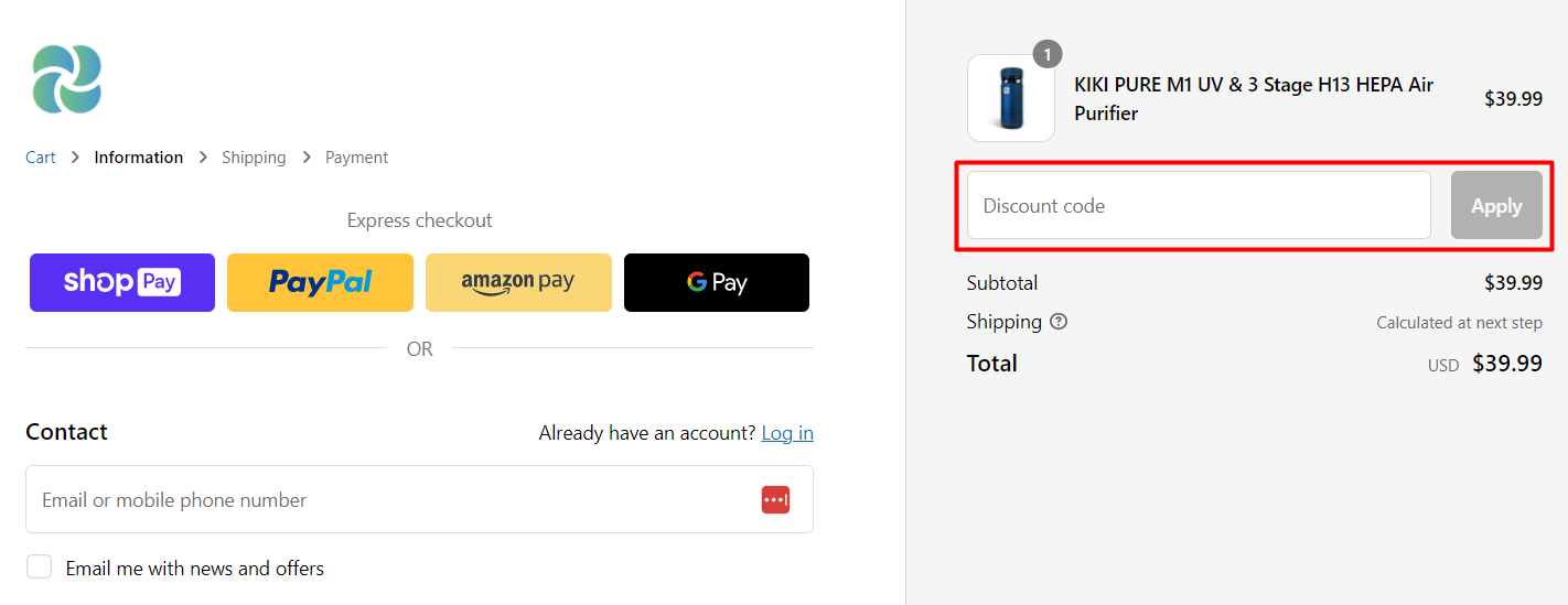 How do I use my KIKI Pure discount code?