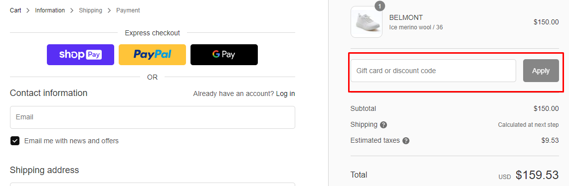 How do I use my Woolloomooloo Shoe discount code?