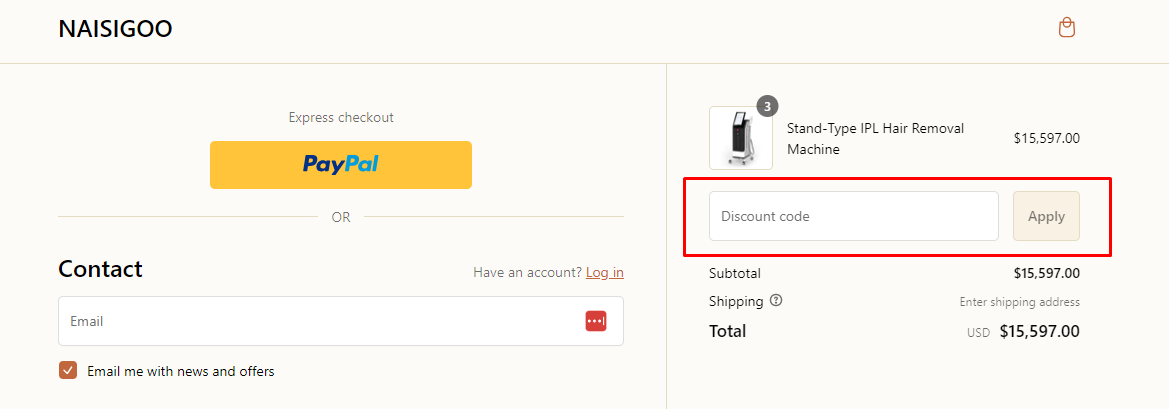 How do I use my NAISIGOO discount code?