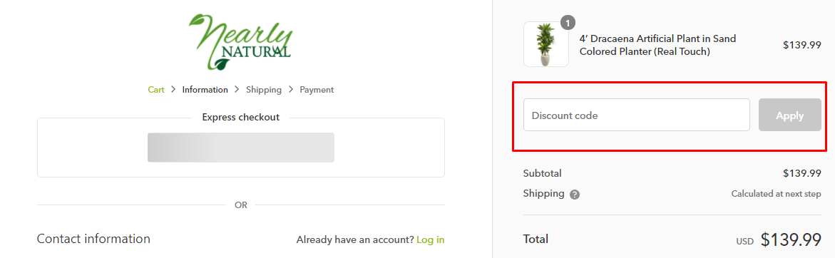 How do I use my Nearly Natural discount code?