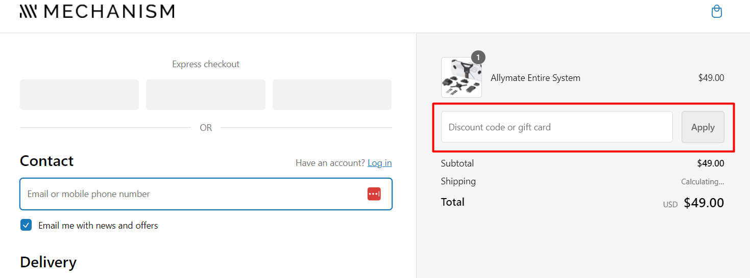 How do I use my Mechanism discount code?