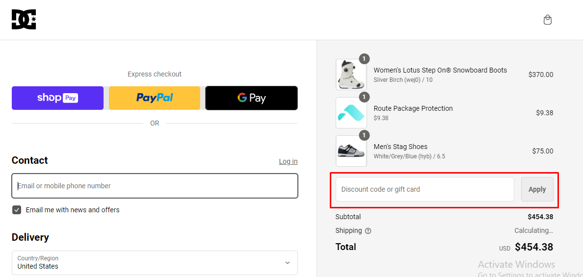 How do I use my DC Shoes discount code?