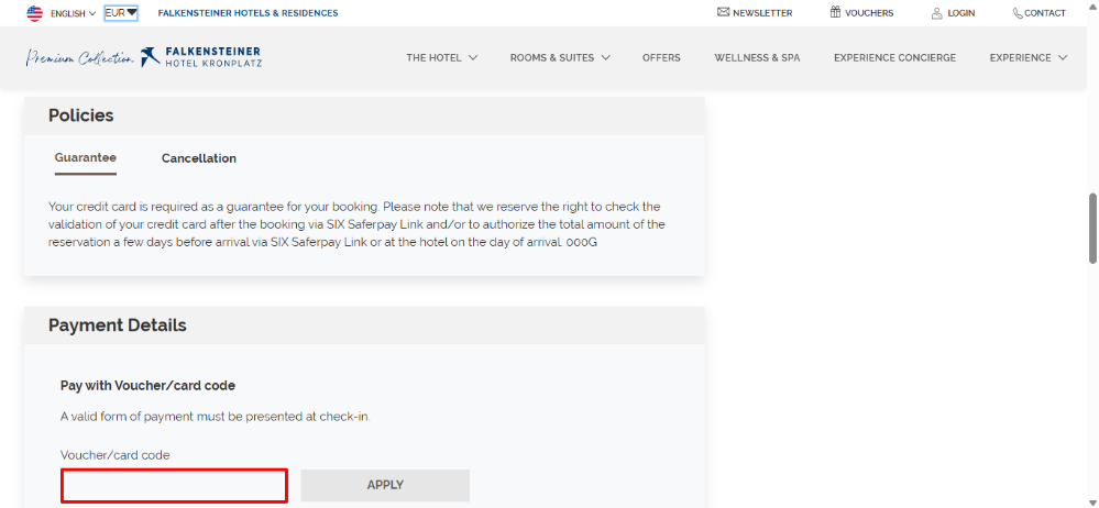 Pay using a Falkensteiner discount code to save money on your order