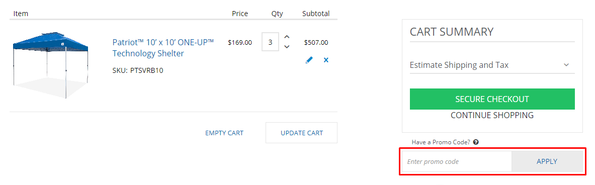 How do I use my E-Z UP promo code?