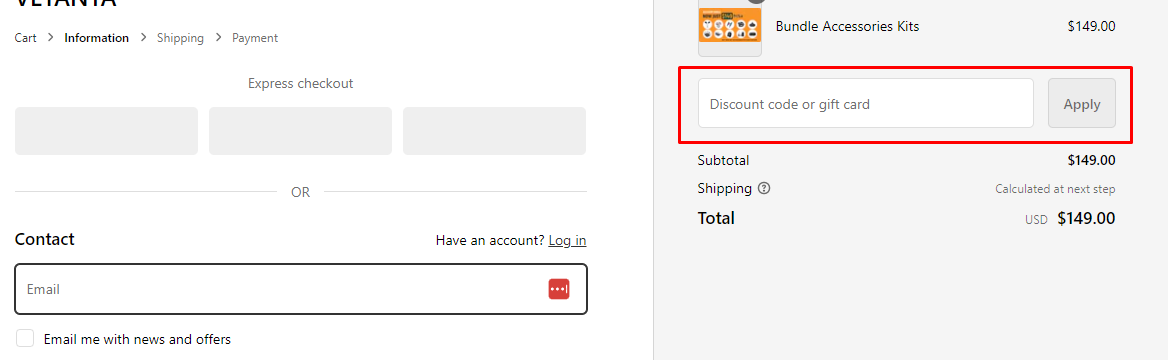 How do I use my Vetanya discount code?