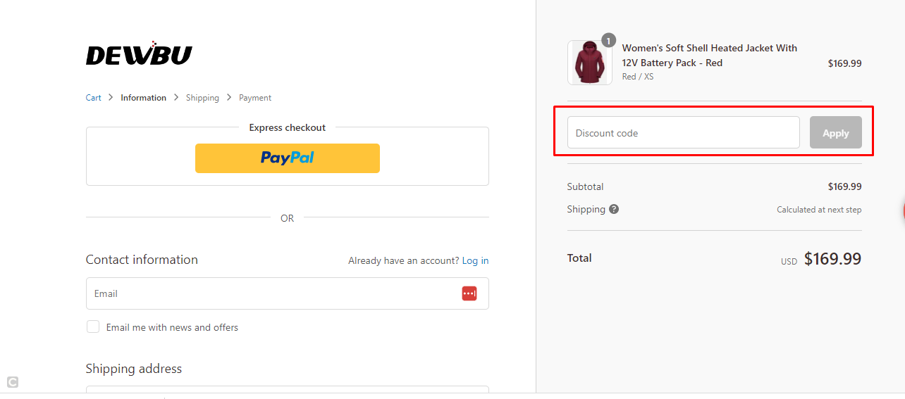 How do I use my DEWBU discount code?