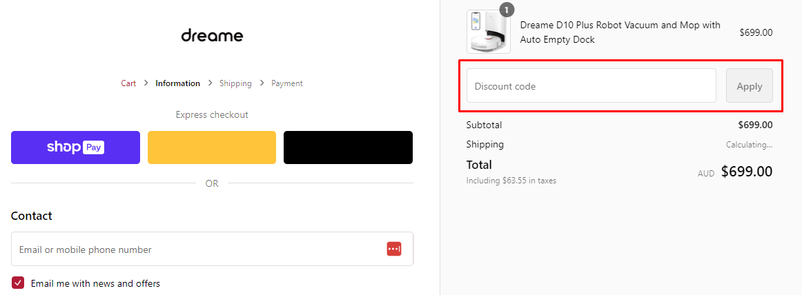 How do I use my Dreame discount code?
