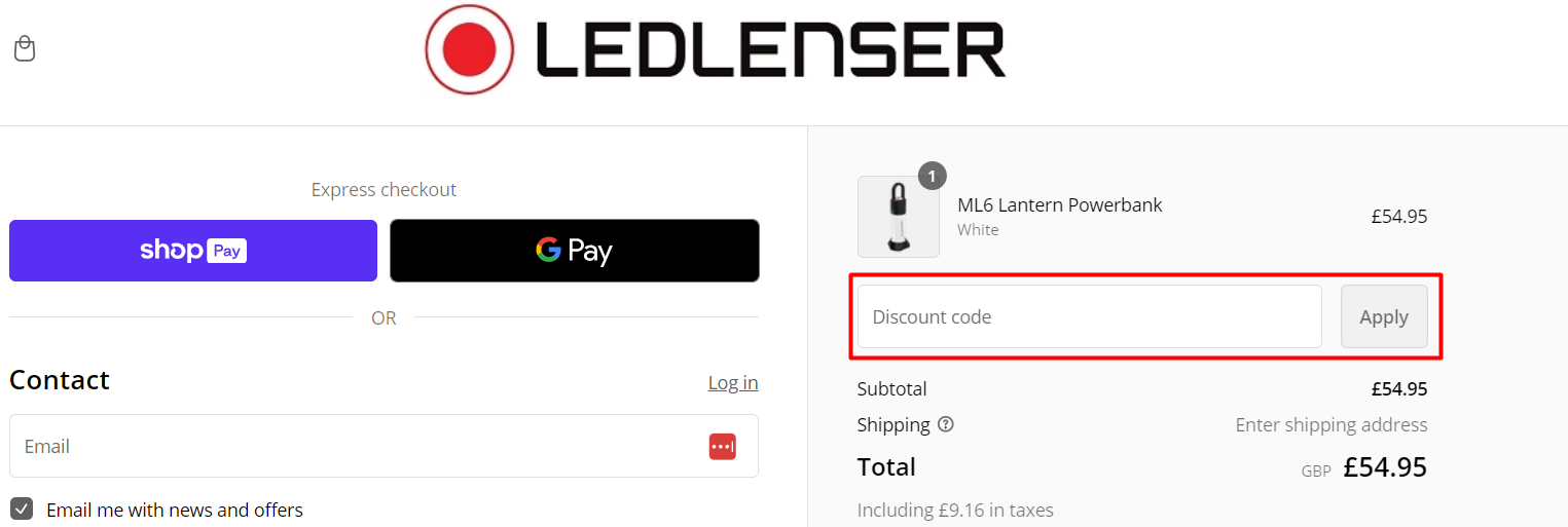 How do I use my Ledlenser discount code?