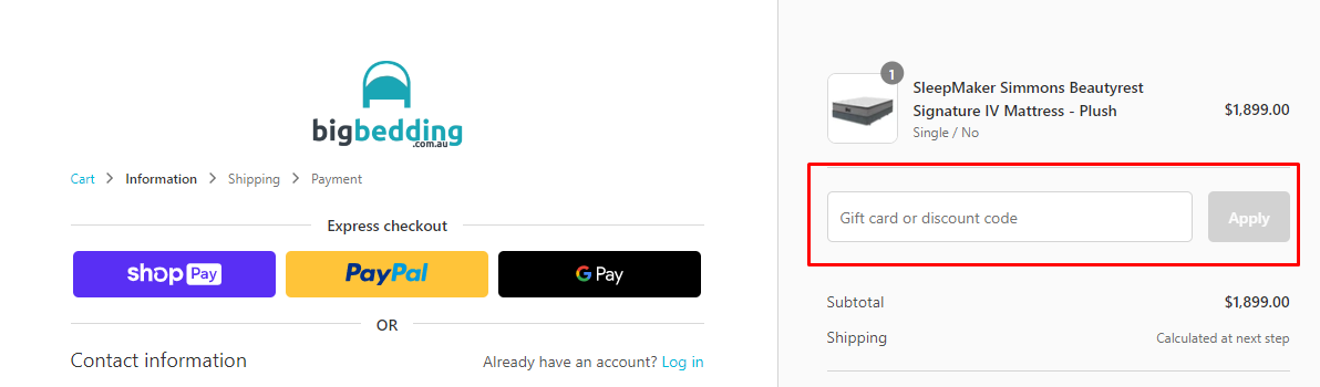 How do I use my Big Bedding Australia discount code?