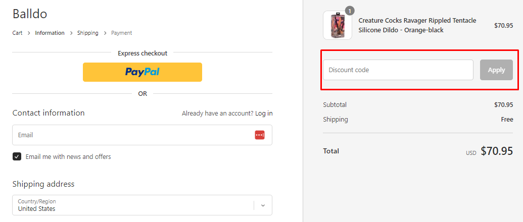 How do I use my Balldo discount code?