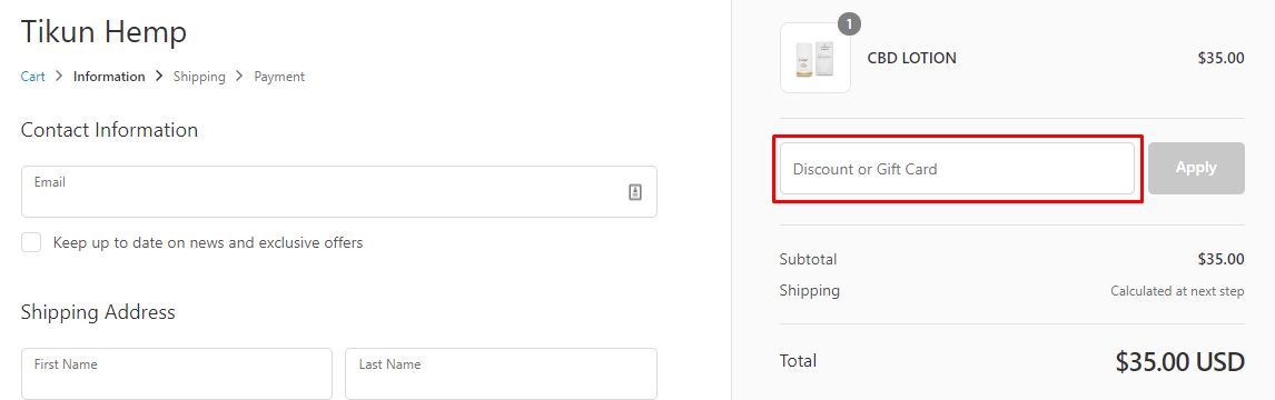 How do I use my Tikun Hemp discount code?