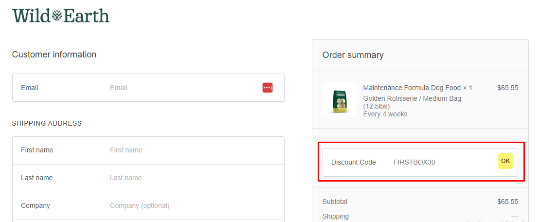 How do I use my Wildearth discount code?