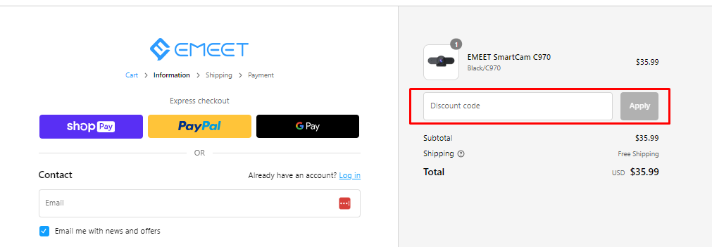 How can I use my EMEET discount code?