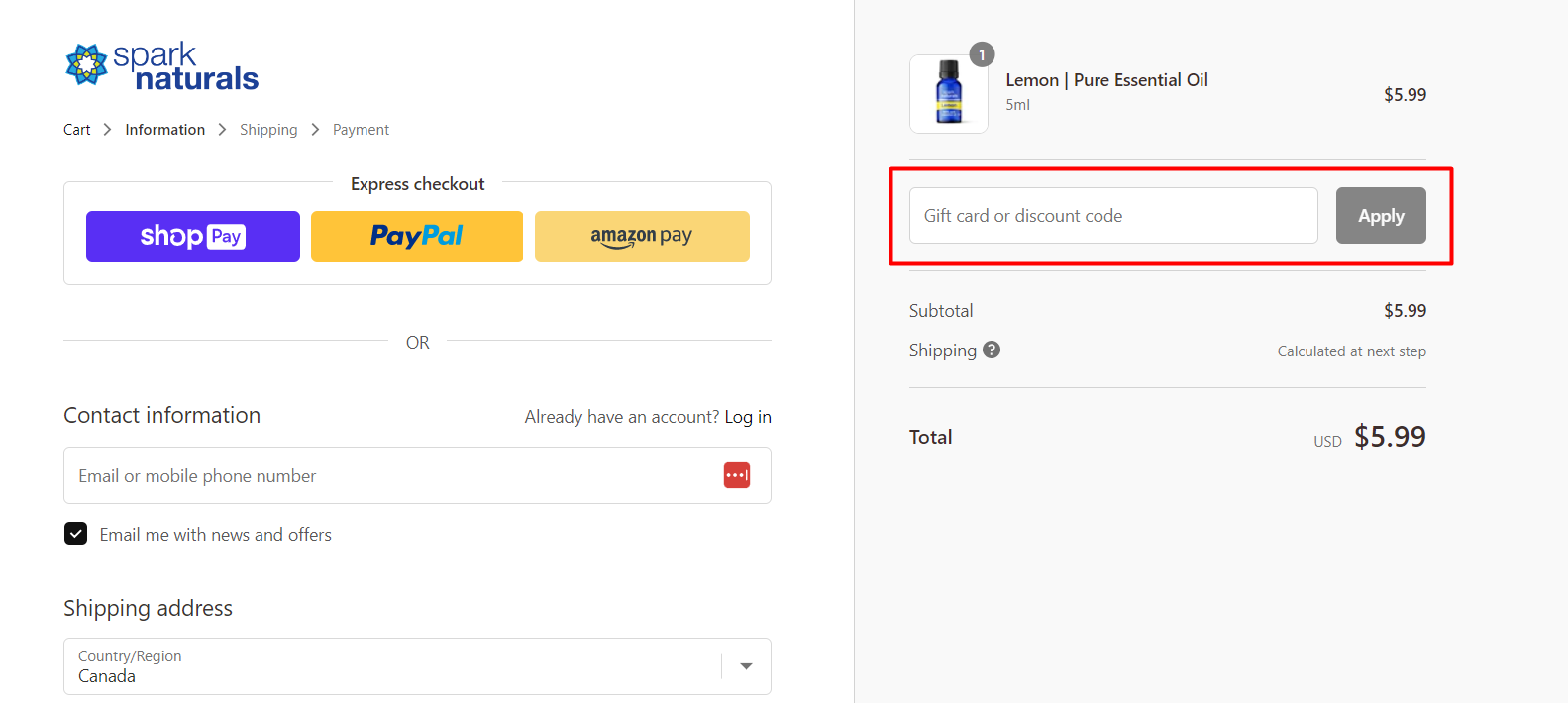 How do I use my Spark Naturals discount code?