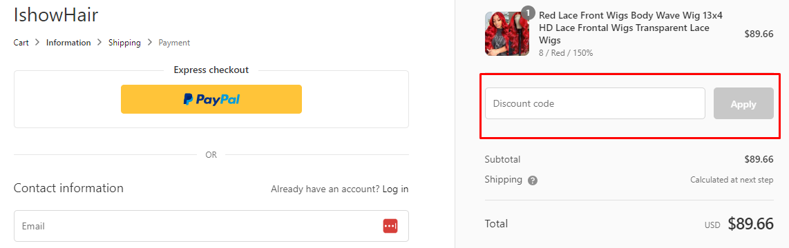 How do I use my Ishow Hair discount code?