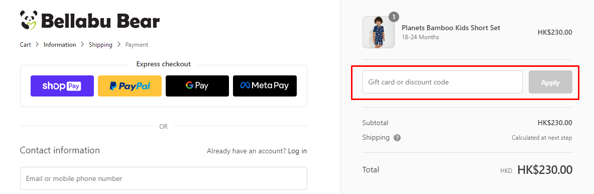 How do I use my Bellabu Bear discount code?