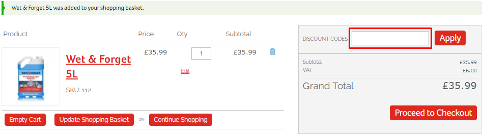 How do I use my Wet & Forget discount code