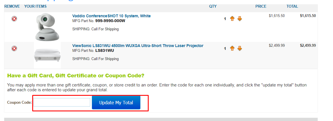 How do I use my Projector SuperStore coupon code?