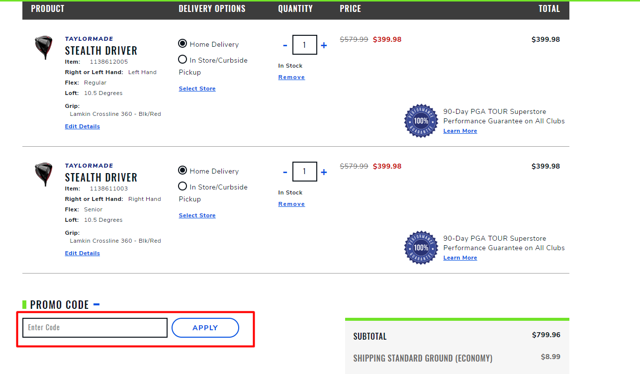 How do I use my PGA TOUR Superstore promo code?